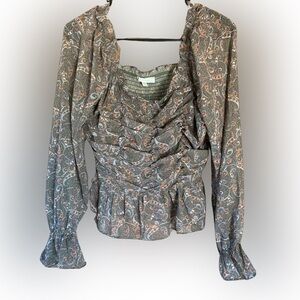 💥SALE💥 NWOT FSL Apparel Olive Paisley Blouse S